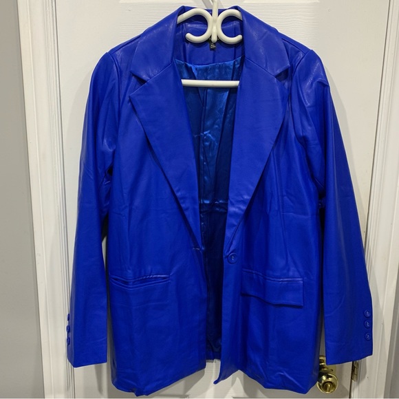 Fashion Nova Faux Leather Blazer - Picture 3 of 10